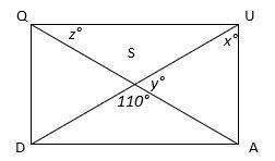 HELP DUE IN 10 MINS! Given that QUAD is a rectangle, find the values of the variables-example-1