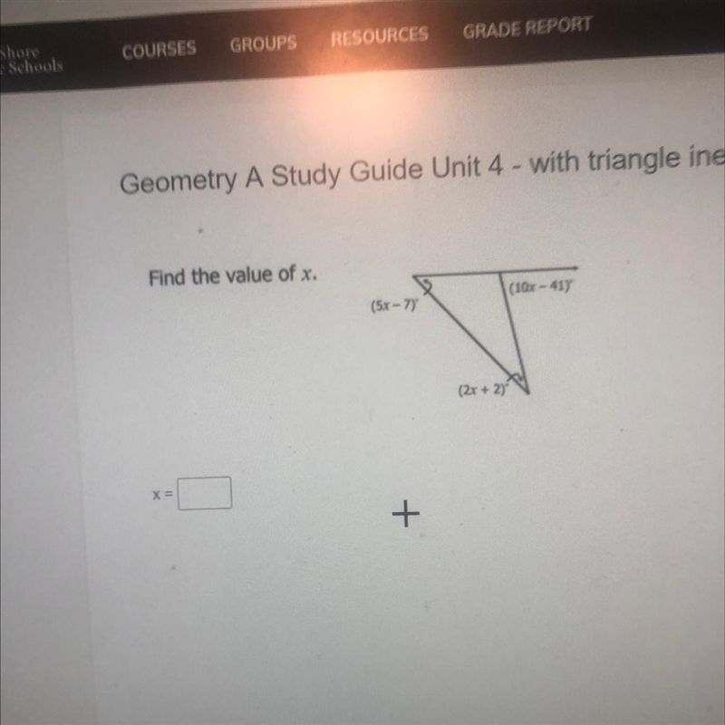 Find the value of x...-example-1