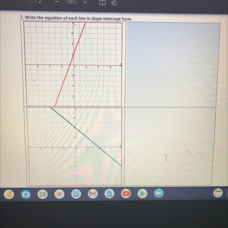 Write the equation of each line in slope intercept form-example-1