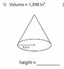 I NEED HELP! Im trying to find the height of a cone. How do I do the problem and can-example-1