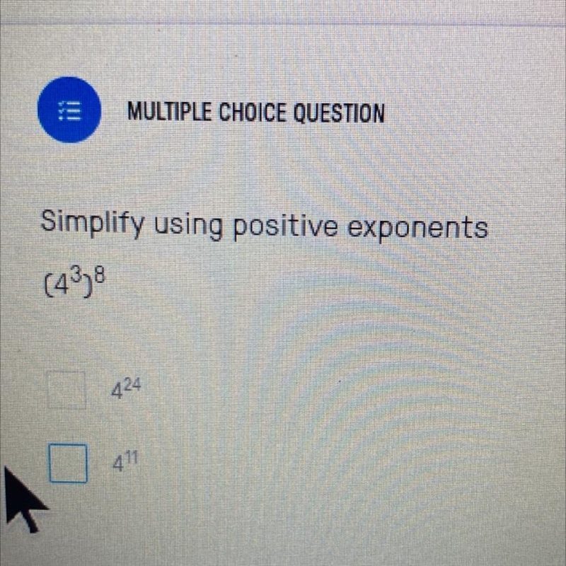 Simplify using positive exponents-example-1