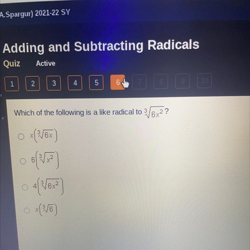 Which of the following is a like radical please answer asap-example-1