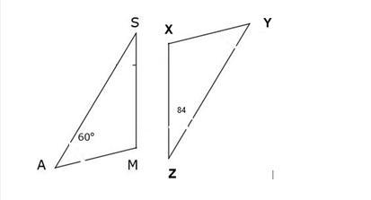 SAM ≅ ΔZYX , Options: M = 36 M = 60 M = 84 M = 102-example-1