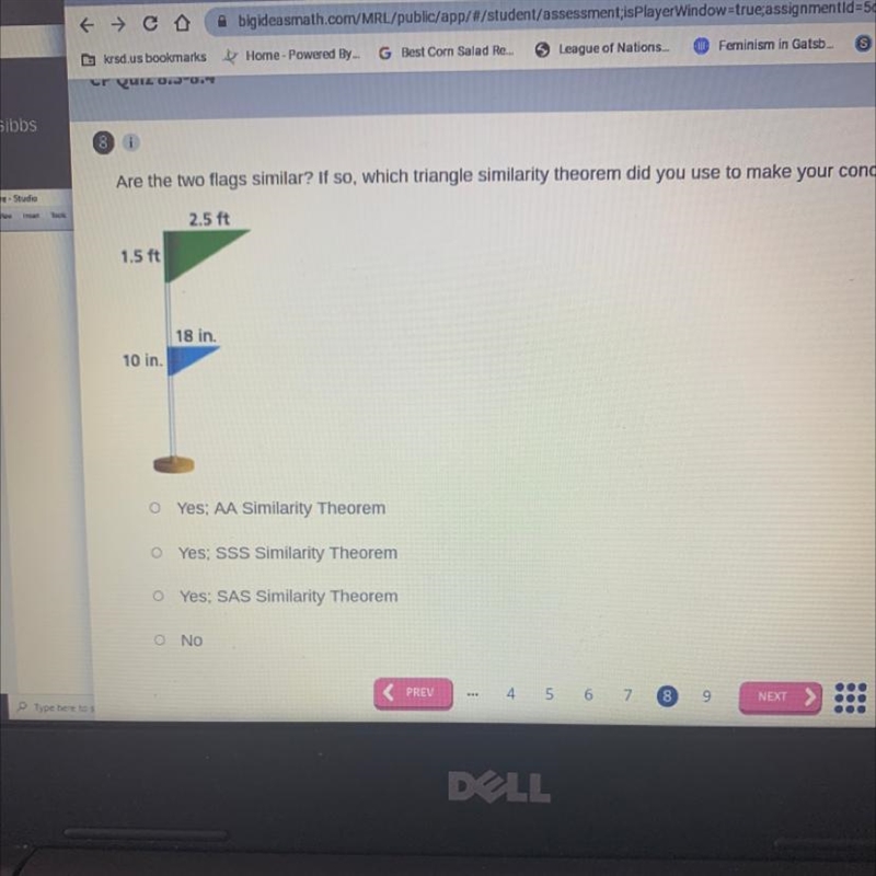 Are the two flags similar? If so, which triangle similarity theorem did you use to-example-1