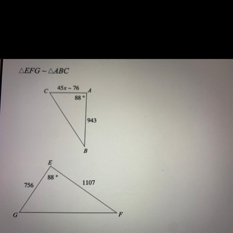 Solve for x. The triangles in each pair are similar.-example-1