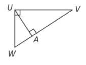 Using the figure at the left, complete the extended similarity statement: ΔUVW ∼ Δ _______ ∼ Δ __________-example-1