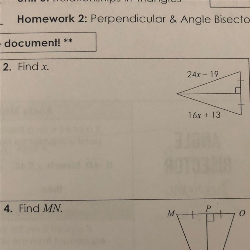 2. Find x. 24x - 19 16x + 13 Please help me with this-example-1