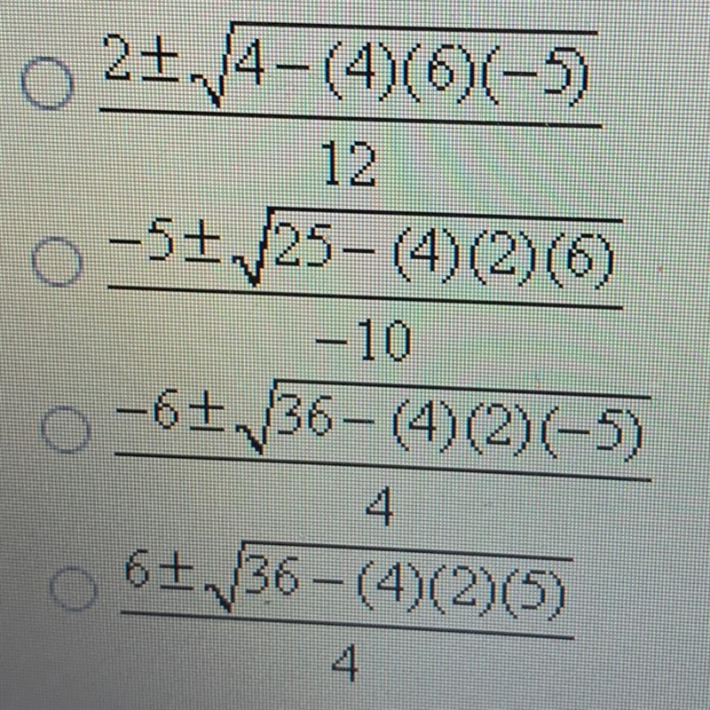 Which expression gives the solutions of -5 + 2x^2 = -6x?-example-1