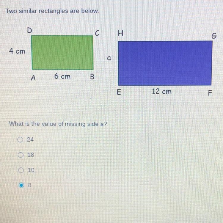 What is the value of missing side a ?-example-1