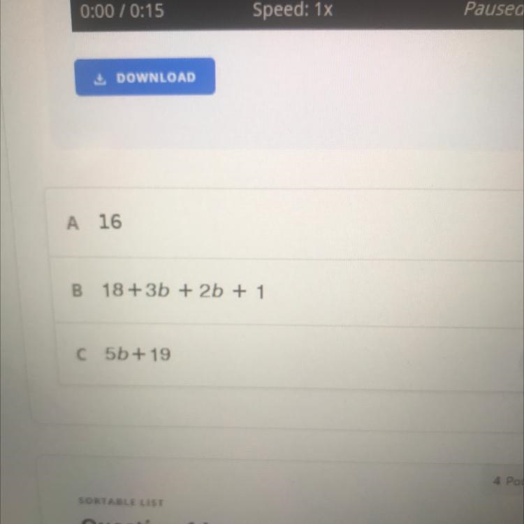 Which expressions are equivalent to 3(6+b) + 2b+1? Select 2 answers. Step 1 - Use-example-1