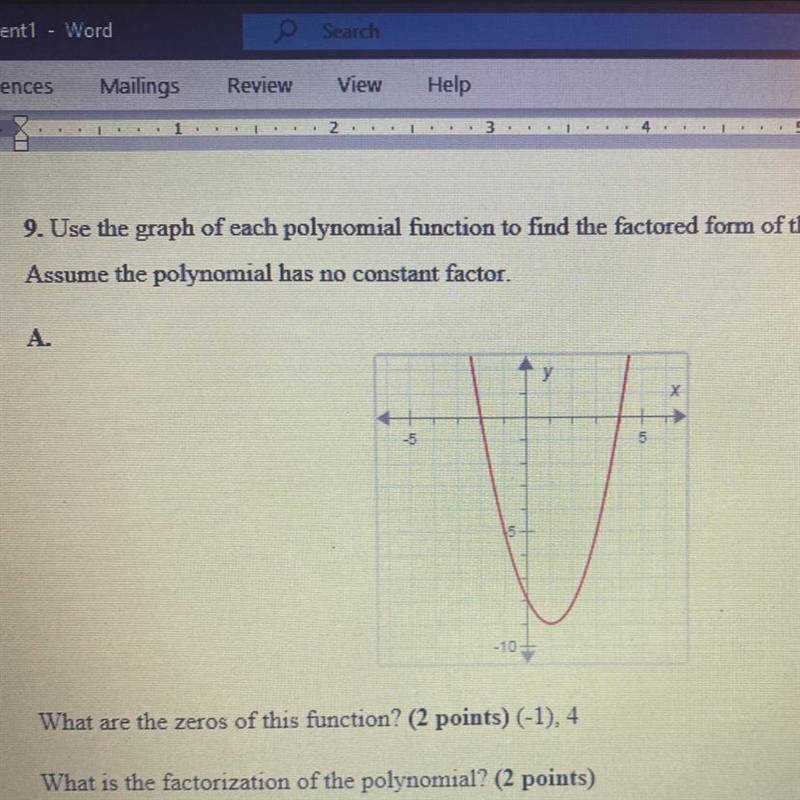 9. Use the graph of each polynomial function to find the factored form of the related-example-1