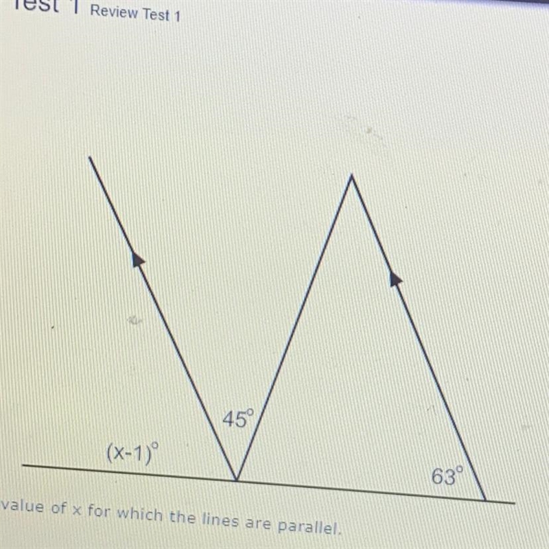 Find the value of x for which the lines are parallel. A)63 B)71 C)72 D)64-example-1