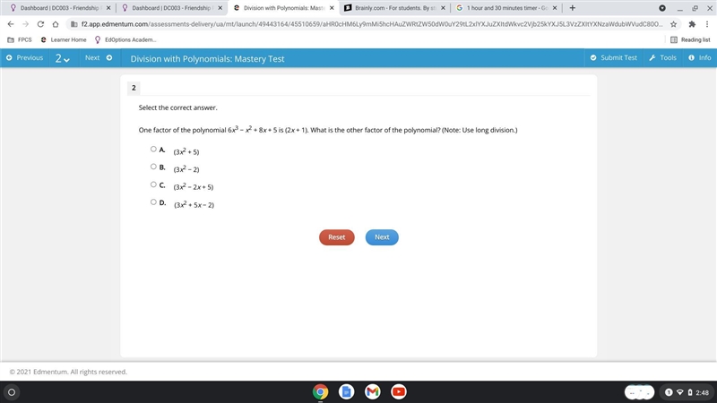 One factor of the polynomial 6x^3-x2+8x+5 is (2x+1). what is the one factor of the-example-1