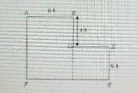 The figure is made up of a square and a rectangle. How much longer is side FE than-example-1