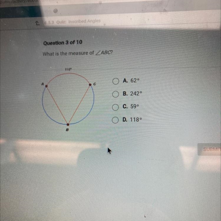 What is the measure of ABC-example-1