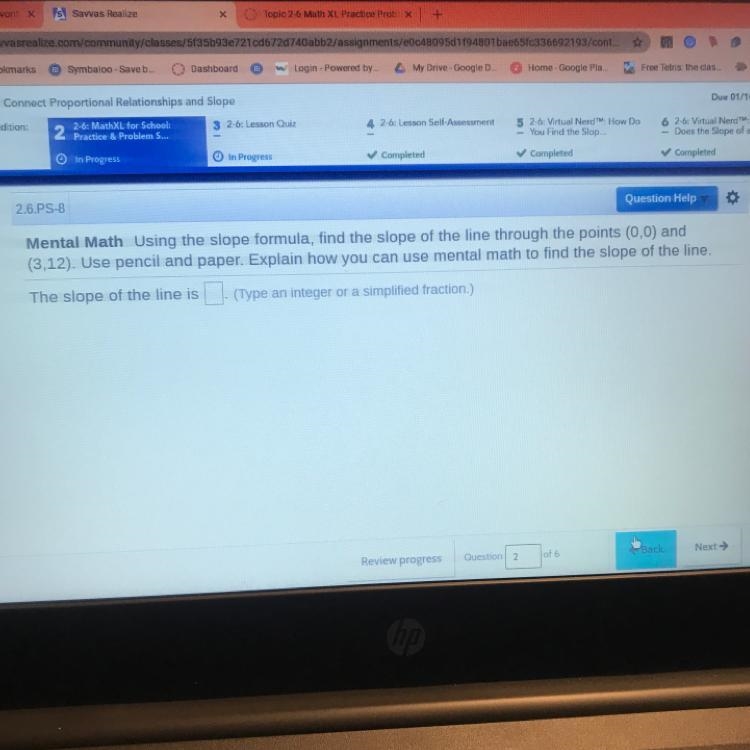 NEED HELP!!! Mental Math Using the slope formula, find the slope of the line through-example-1