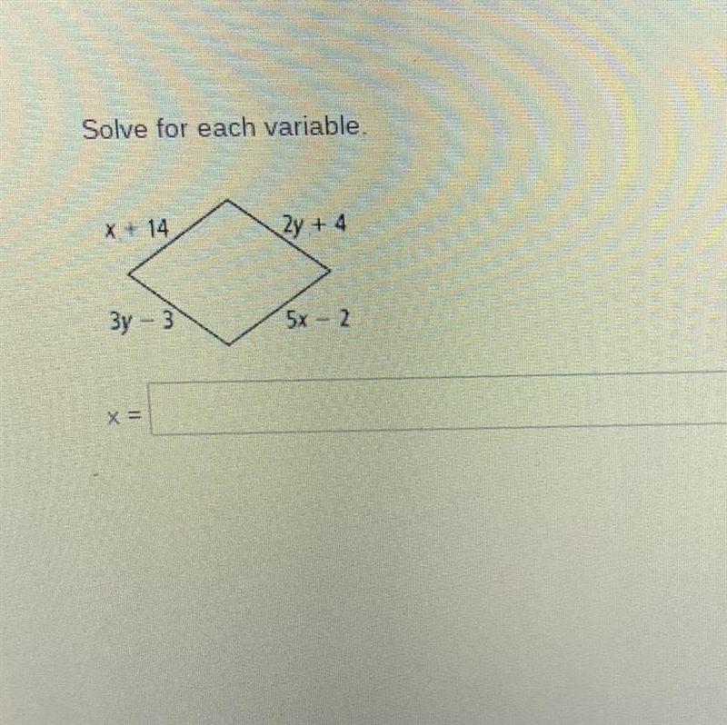 Solve for each variable x & y.-example-1