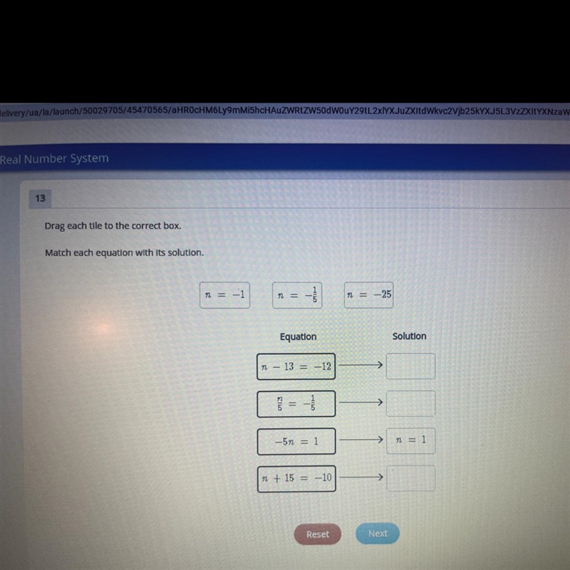 Match each equation with its solution-example-1