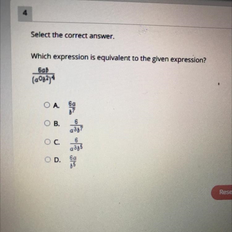 Which expression is equivalent to the given expression? Photo is provided!!!-example-1