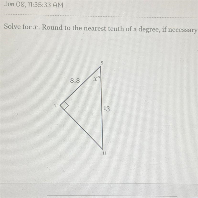 Solve for x. Round to the nearest tenth of a degree, if necessary PLEASE HELP I HAVE-example-1