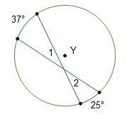 In circle Y, what is m∠1? 6° 25° 31° 37°-example-1