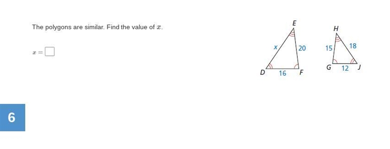 The polygons are similar. Find the value of x-example-1