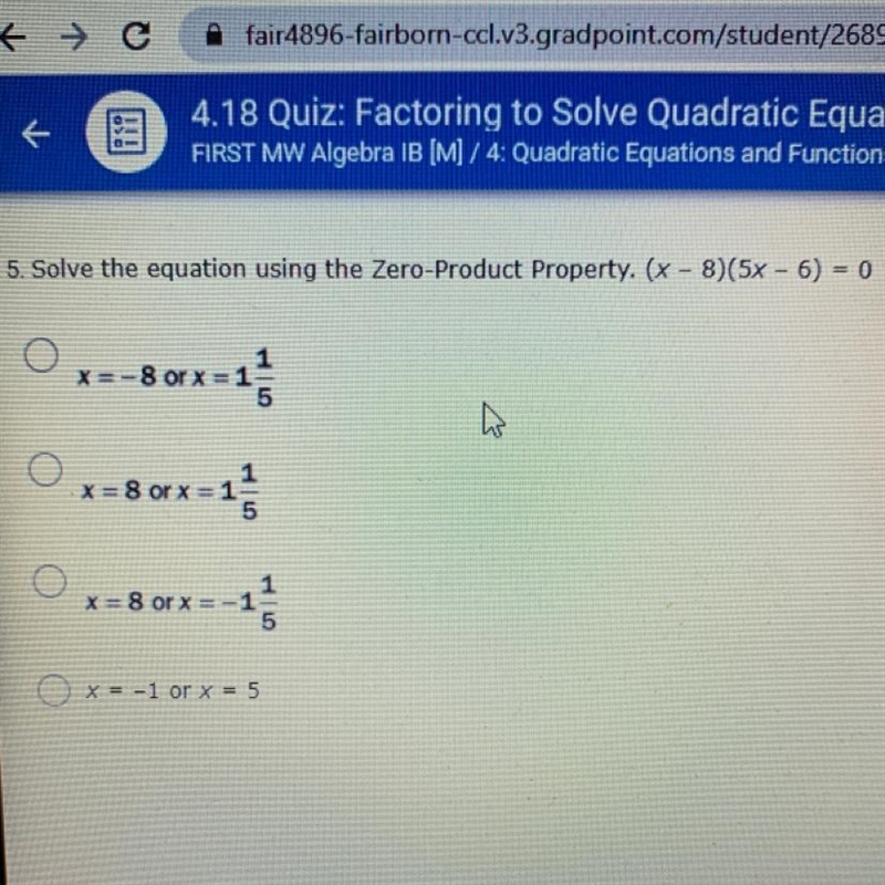 5. Solve the equation using the Zero-Product Property.-example-1