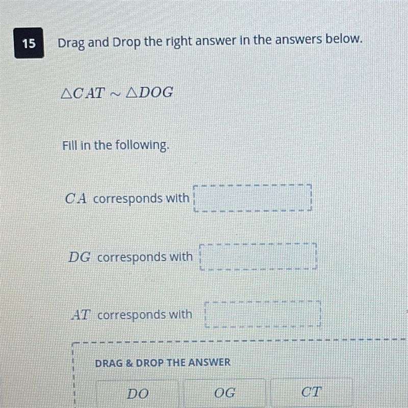 Drag and Drop the right answer in the answers below. CAT ~ DOG-example-1