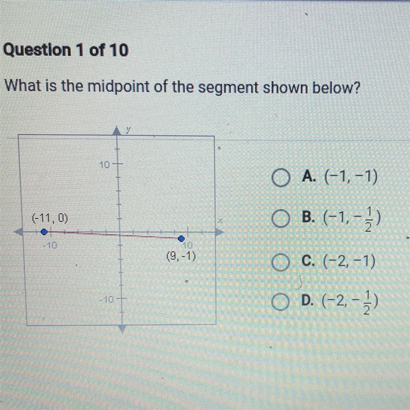 What is the midpoint of the segment shown below?-example-1