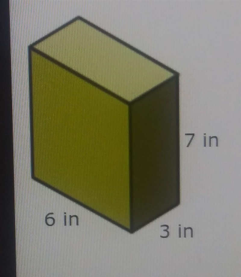 What is the surface area? 7 in 6 in 3 in​-example-1