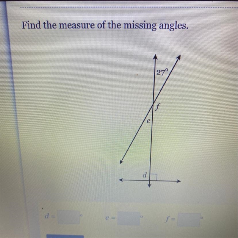 Find the measure of the missing angles.-example-1