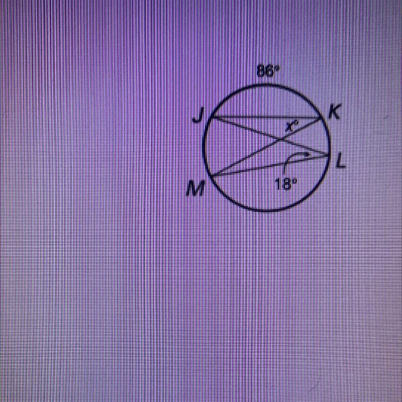 What is the value of x? a) 18° b) 36° c) 43° d) 86°-example-1