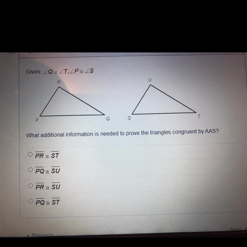 What additional information is needed to prove the triangles congruent by AAS-example-1