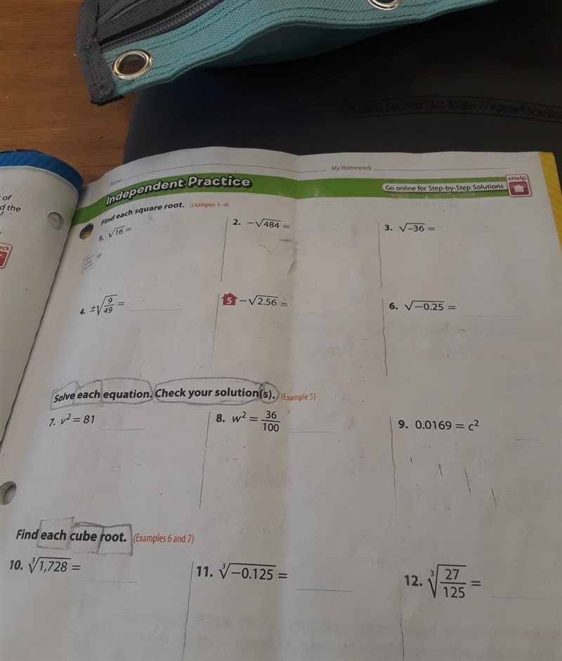 Find each square root Solve each equation Check your solution(s). Find each cube root-example-1