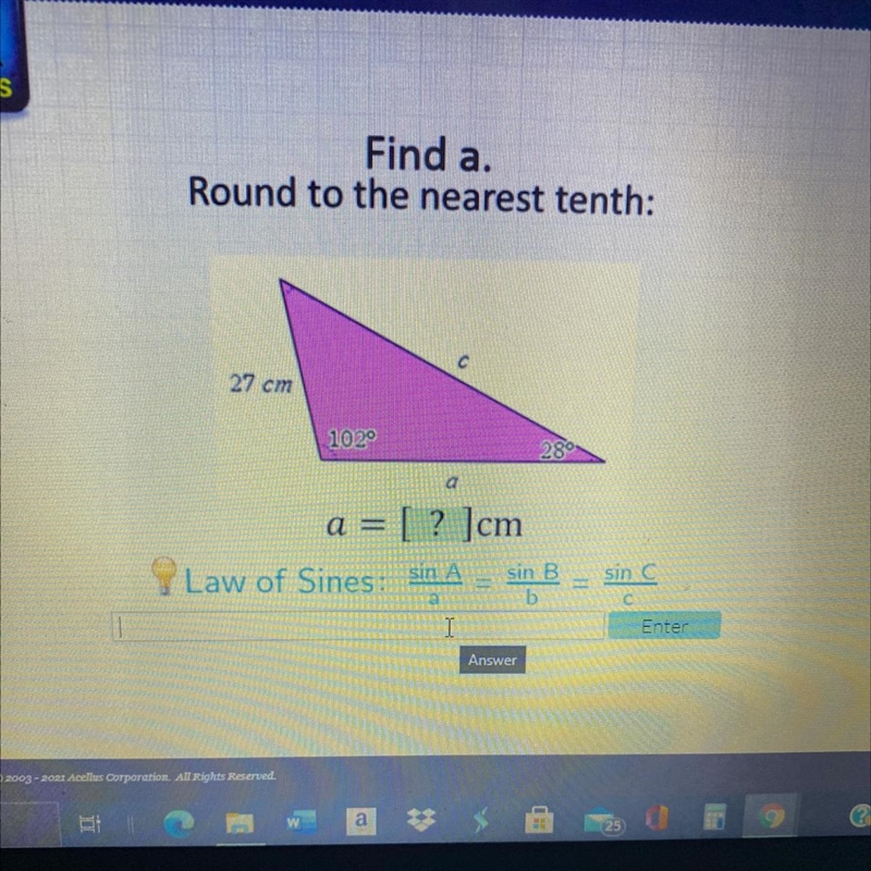 Find c Round to the nearest tenth 27 201 28 c=?-example-1