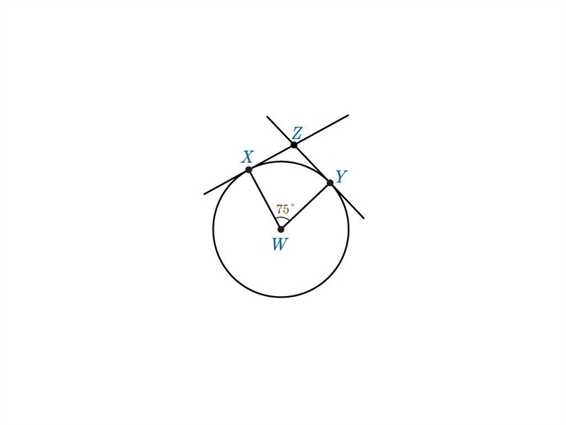 In the image provided, the circle is centered at point W with ZX←→ and ZY←→ tangent-example-1