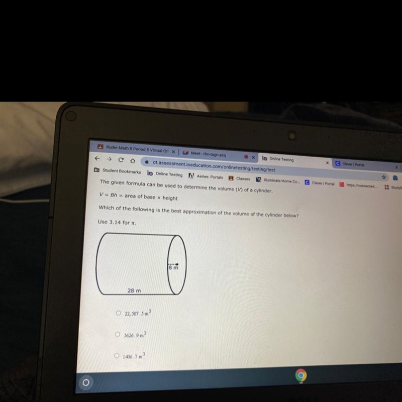 The given formula can be used to determine the volume of a cylinder V= BH = Area-example-1