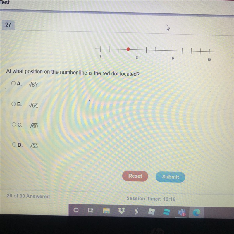 At what position on the number line is the red dot located?-example-1