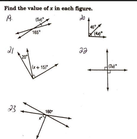 Find the value of x in each figure-example-1