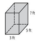 The volume of the rectangular prism is 90 cubic feet. What is the height of the rectangular-example-1