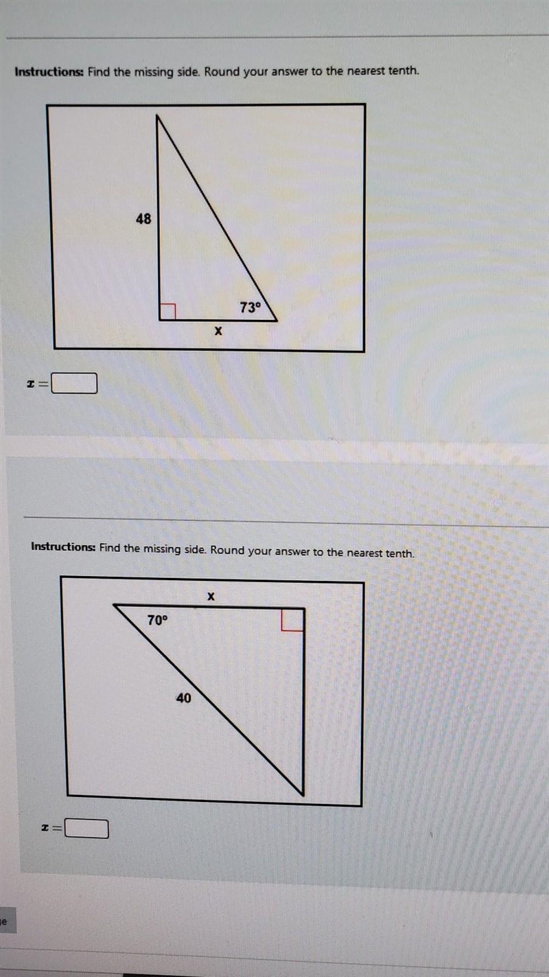 Find the missing side. Round your answer to the nearest tenth.​-example-1