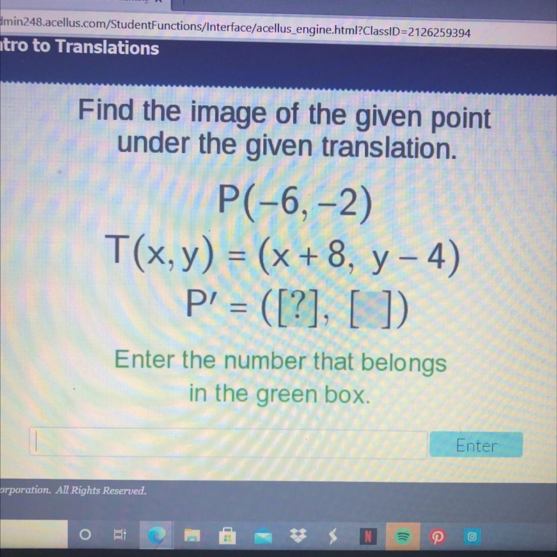 Find the image of the given point under the given translation Enter the number that-example-1