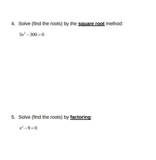 Solve by factoring and the square root method, SHOW ALL WORK.-example-1