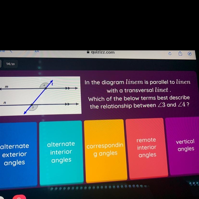 In the diagram linem is parallel to linen with a transversal linet. Which of the below-example-1