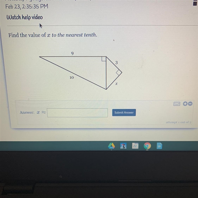 Find the value of x to the nearest tenth-example-1