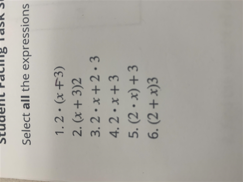 Select all the expressions equivalent to 2(x + 3)-example-1