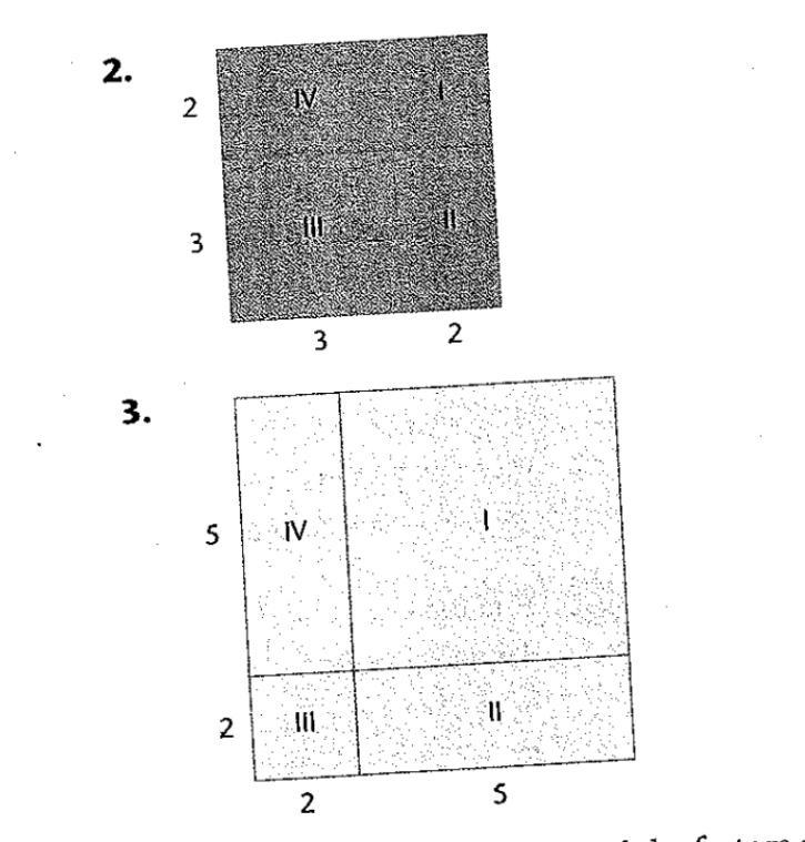 Give the area of each region of the square as well as the total area of the large-example-2