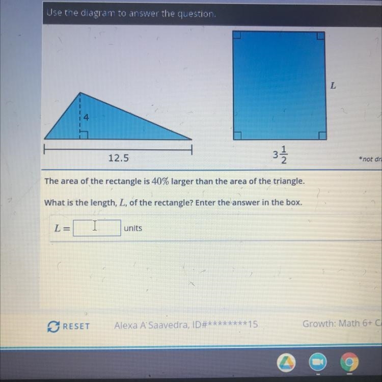 The area of the rectangle is 40% larger than the area of the triangle.What is the-example-1