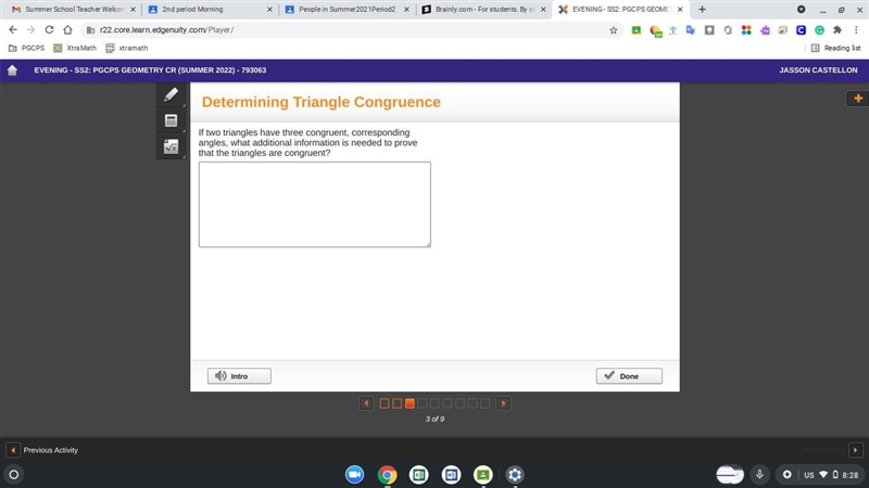 If two triangles have three congruent, corresponding angles, what additional information-example-1