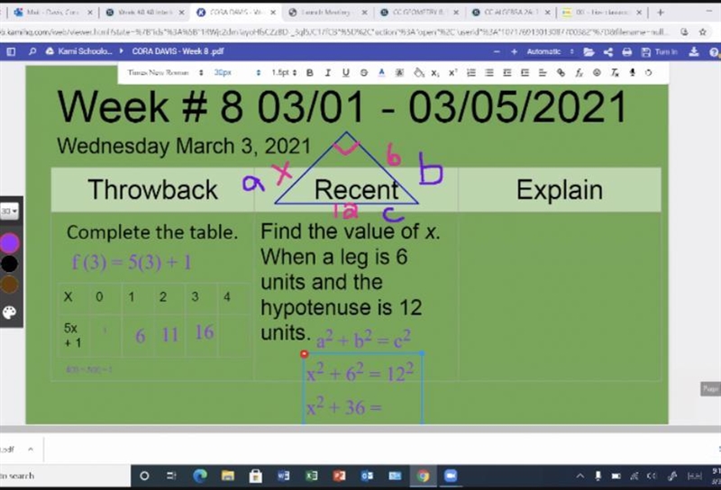 Find the value of x. When a leg is 6 units and the hypotenuse is 12 units.-example-1